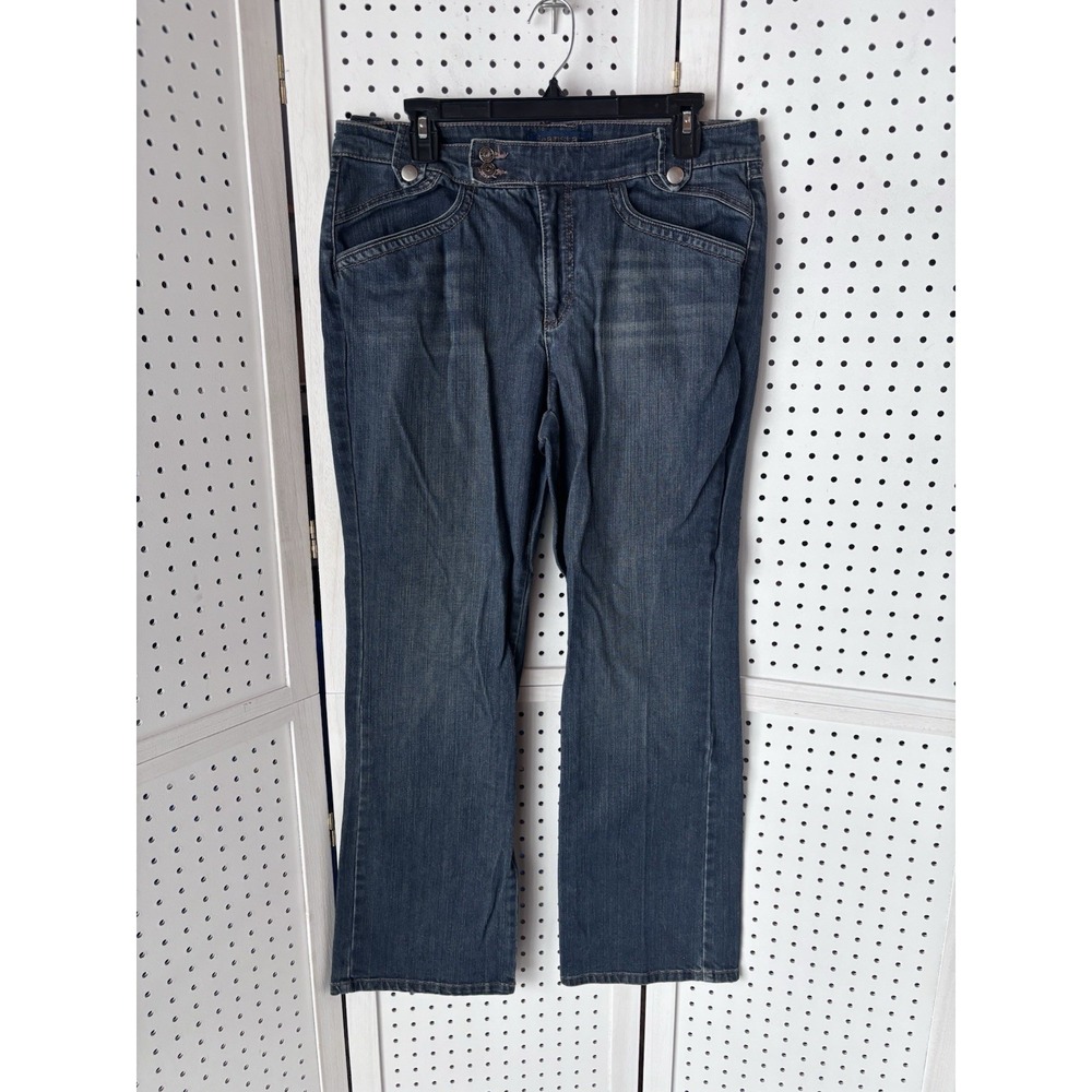Women's 12 Jeanstar Bootcut Denim Jeans Blue Snap Belt Loop Pockets
